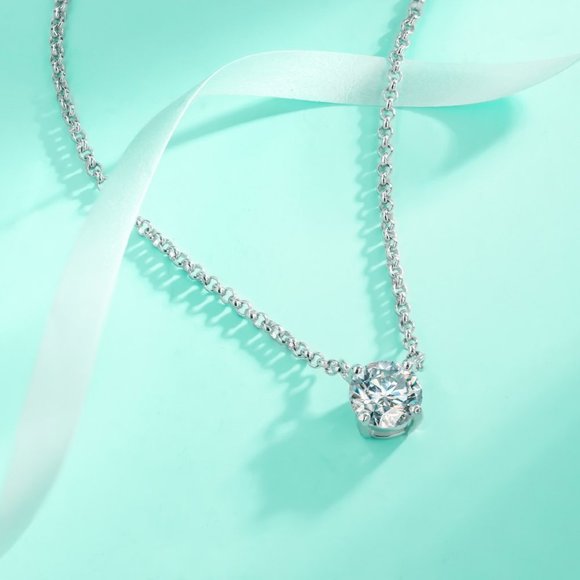 Certified 2 ct. t.w. Moissanite Diamond Solitaire Necklace NEW A - Picture 5 of 10